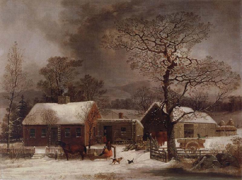 George Henry Durrie Winter Scene in New Haven,Connecticut